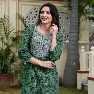 green-foil-bandhani-printed-with-embroidered-rayon-kurti