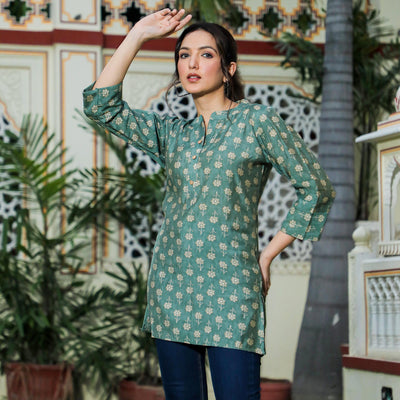 green-floral-foil-printed-chanderi-top