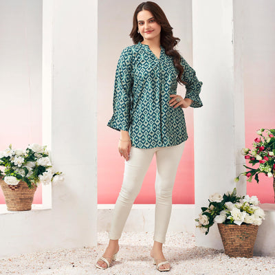 Morpich Printed Chanderi Silk Straight Top