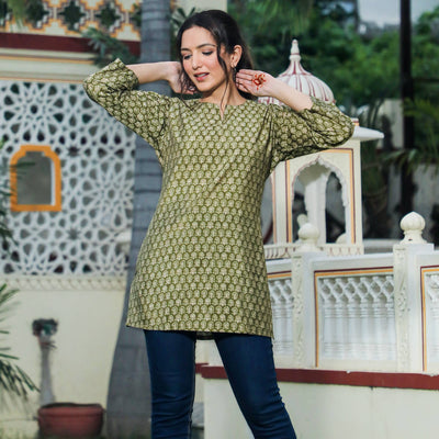 green-floral-printed-modal-top