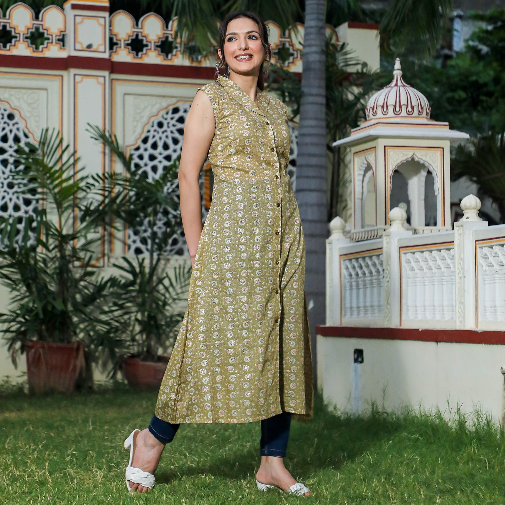 green-floral-foil-printed-pure-cotton-dress