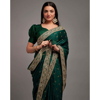 green-foil-printed-with-embroidered-border-chinon-saree