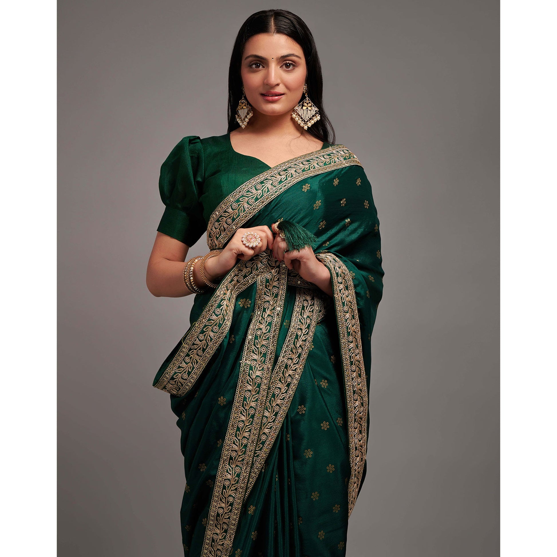 green-foil-printed-with-embroidered-border-chinon-saree