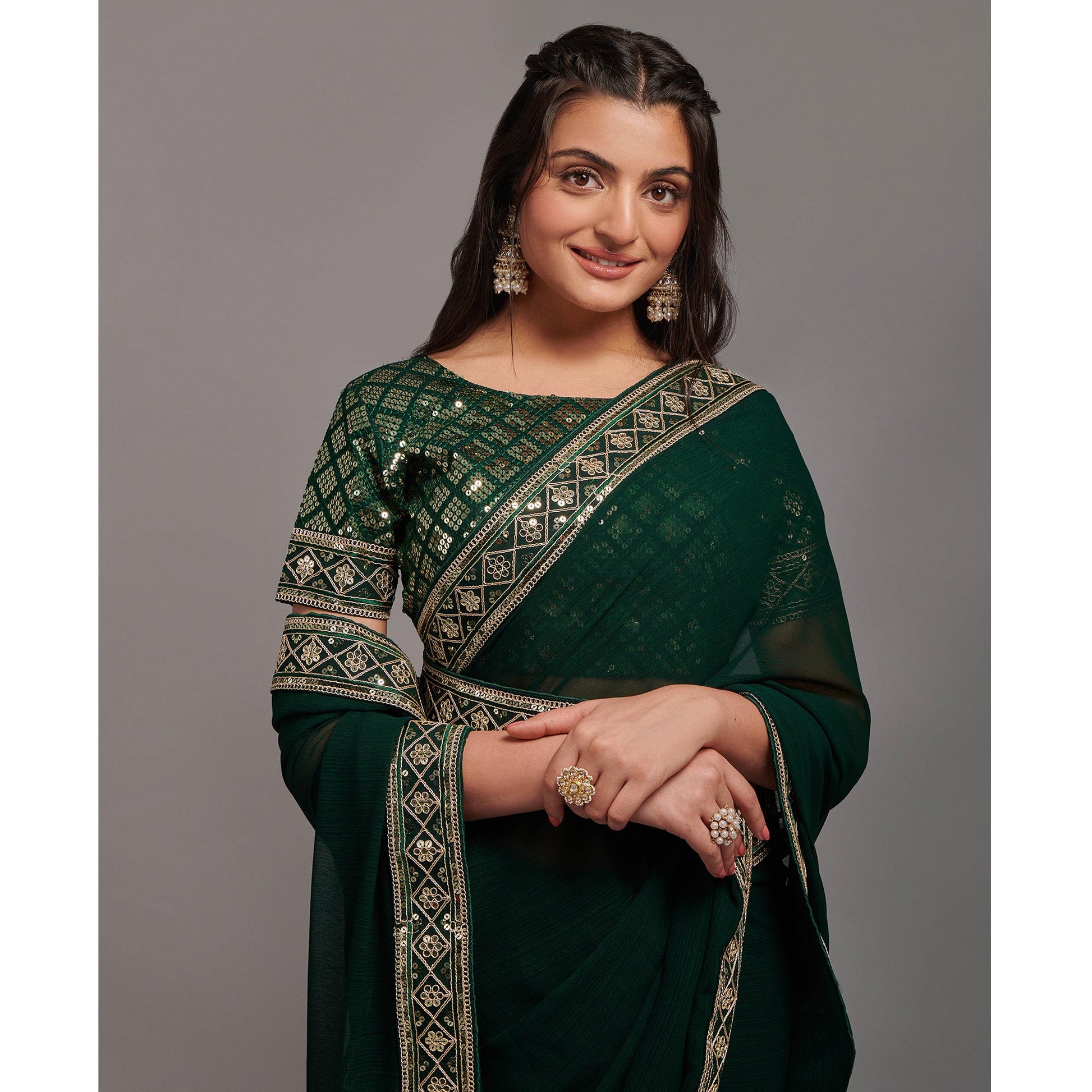green-sequins-embroidered-border-chinon-saree
