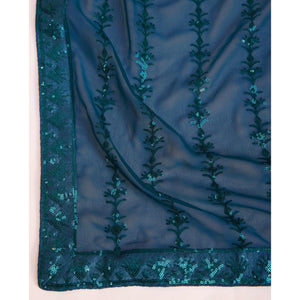 Morpich Floral Sequins Embroidered Georgette Saree