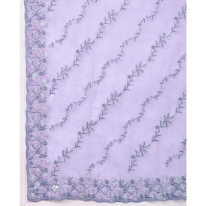 Lavender Floral Sequins Embroidered Burberry Silk Saree