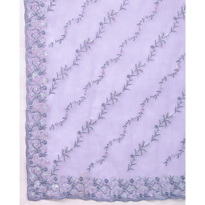 Lavender Floral Sequins Embroidered Burberry Silk Saree