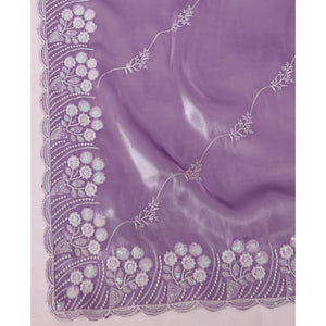 Lavender Floral Sequins Embroidered Jimmy Choo Tissue Saree
