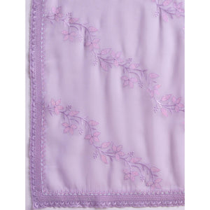 Light Purple Floral Sequins Embroidered Chiffon Saree
