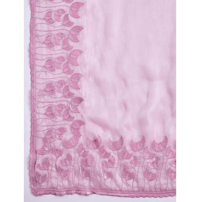 Light Purple Floral Sequins Embroidered Jimmi Choo Zoya Silk Saree