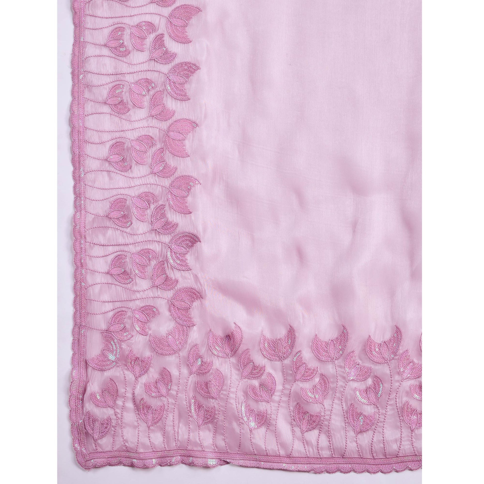 Light Purple Floral Sequins Embroidered Jimmi Choo Zoya Silk Saree