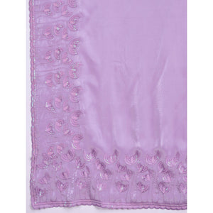 Lavender Floral Sequins Embroidered Jimmi Choo Zoya Silk Saree
