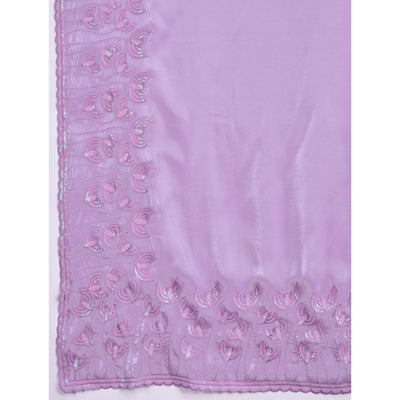 Lavender Floral Sequins Embroidered Jimmi Choo Zoya Silk Saree