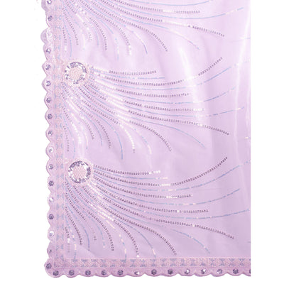 Lavender Sequins Embroidered Twill Net Saree