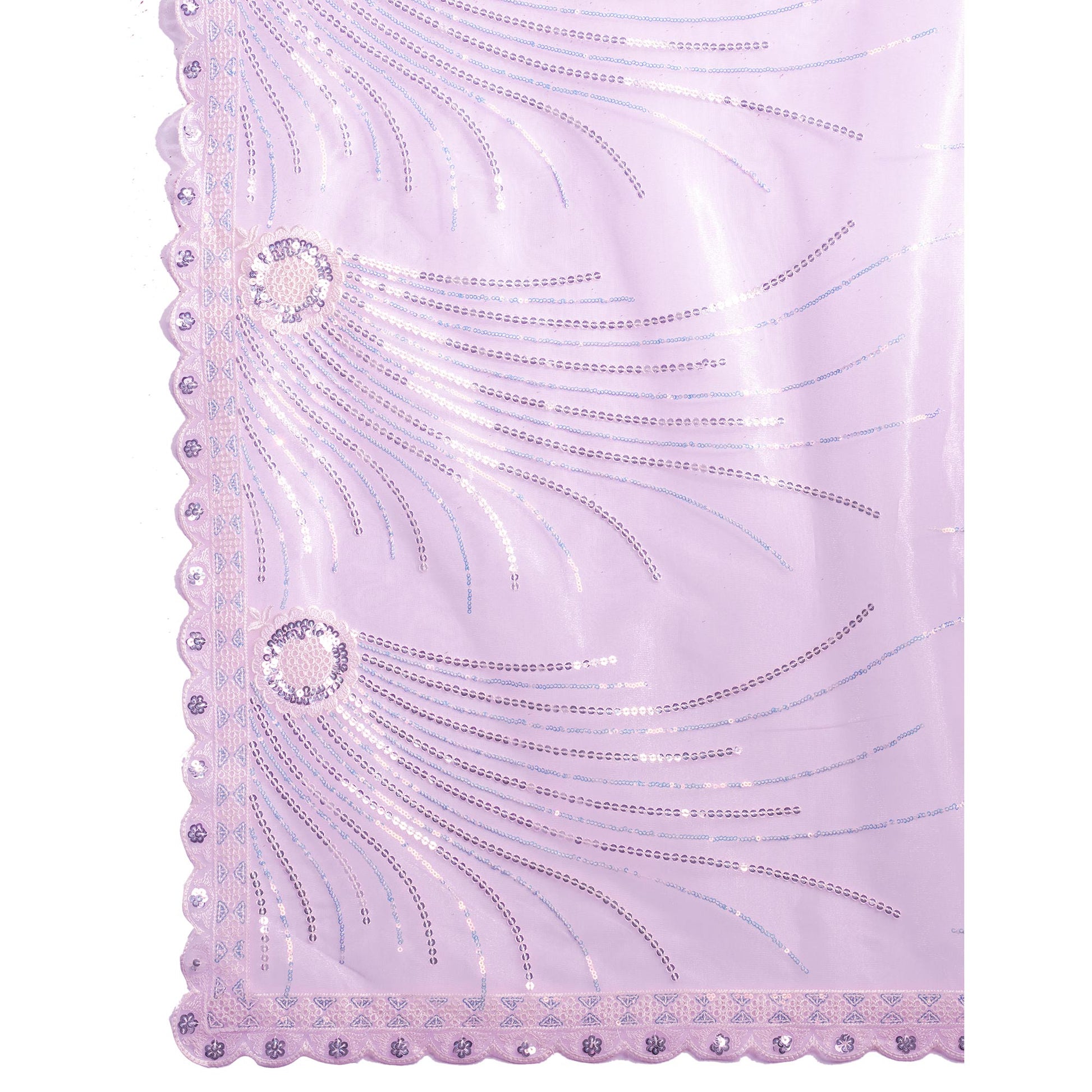 Lavender Sequins Embroidered Twill Net Saree