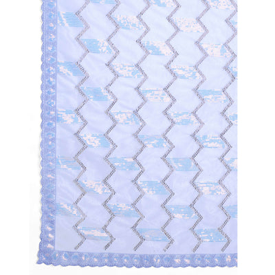 Blue Sequins Embroidered Twill Net Saree