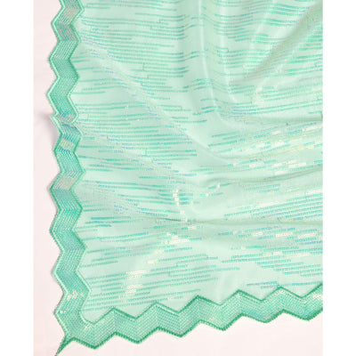 Foam Sea Green Sequins Embroidered Silver Twill Net Saree