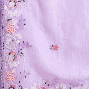 Lavender Floral Sequins Embroidered Organza Saree