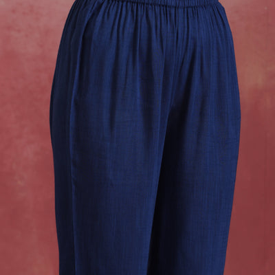 trueBrowns Blue Cotton Dobby Kurta Set