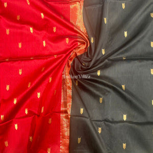 Black Arrow Butta Design Maheshwari Handloom Cotton*Silk Saree