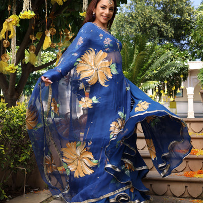 Madison Blue Handpainted Georgette Lehenga Set
