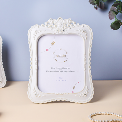 Crowned White Large Photo Frame