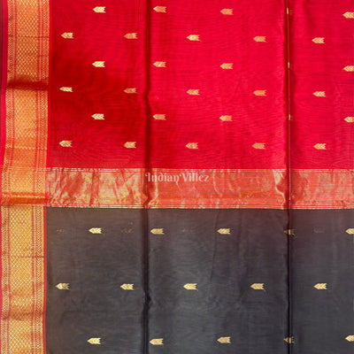 Black Arrow Butta Design Maheshwari Handloom Cotton*Silk Saree