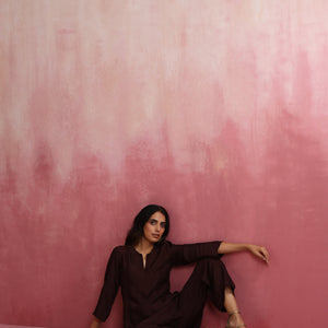 trueBrowns Cola Viscose Silk Kurta Co-ord Set