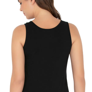 Broad Strapped Body Hugging Cotton Tank Top (Pack of 2) - Black-White