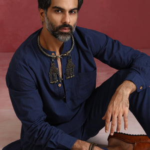 trueBrowns Men's Navy Cotton Co-ord set