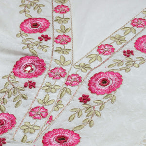 Floral Threadwork Embellished Cotton Kurta with Pants and Dupatta
