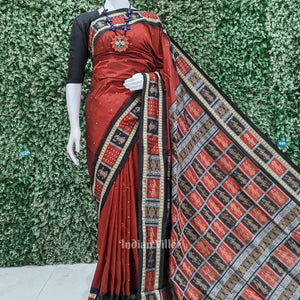 Maroon Doll Design Bomkai Silk Saree