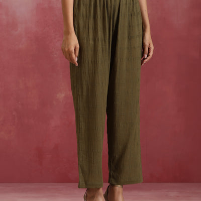 trueBrowns Olive Cotton Dobby Co-ord set