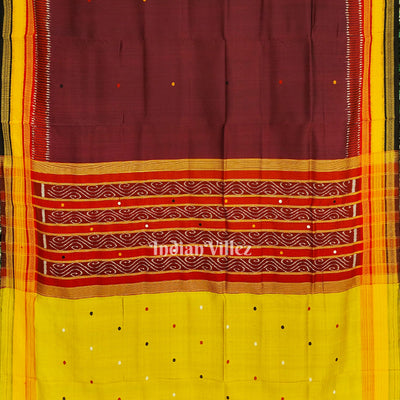 Wine Color Odisha Ikat Kathiphera Khandua Silk Saree
