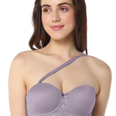 Elegance Padded Wired Multiway Balconette Bra  - Gray Ridge