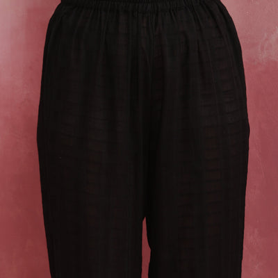 trueBrowns Black Cotton Dobby Kurta Co-ord set