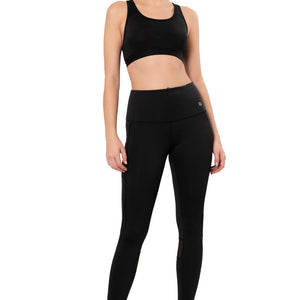 Flaunt Panelled High Rise Active Leggings - Jet Black
