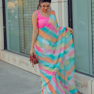 Jazzy Mix Leheriya Pure Chiffon Saree