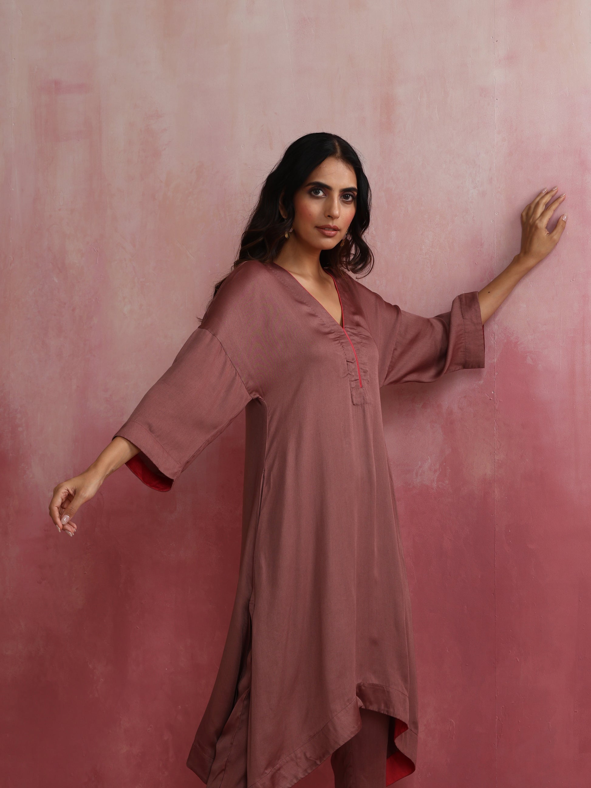 trueBrowns Brown Modal High low Kurta Set