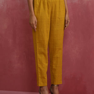 trueBrowns Mustard Cotton Dobby Kurta Set