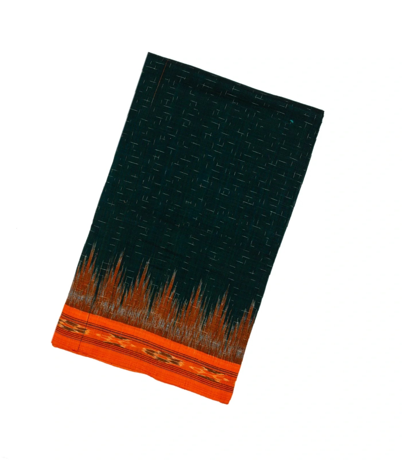 Bottle Green Handloom Orissa Cotton Saree With Red Tie & Dye Border