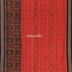 Red Kothi Design Odisha Ikat Sambalpuri Cotton Saree