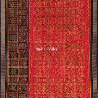 Red Kothi Design Odisha Ikat Sambalpuri Cotton Saree