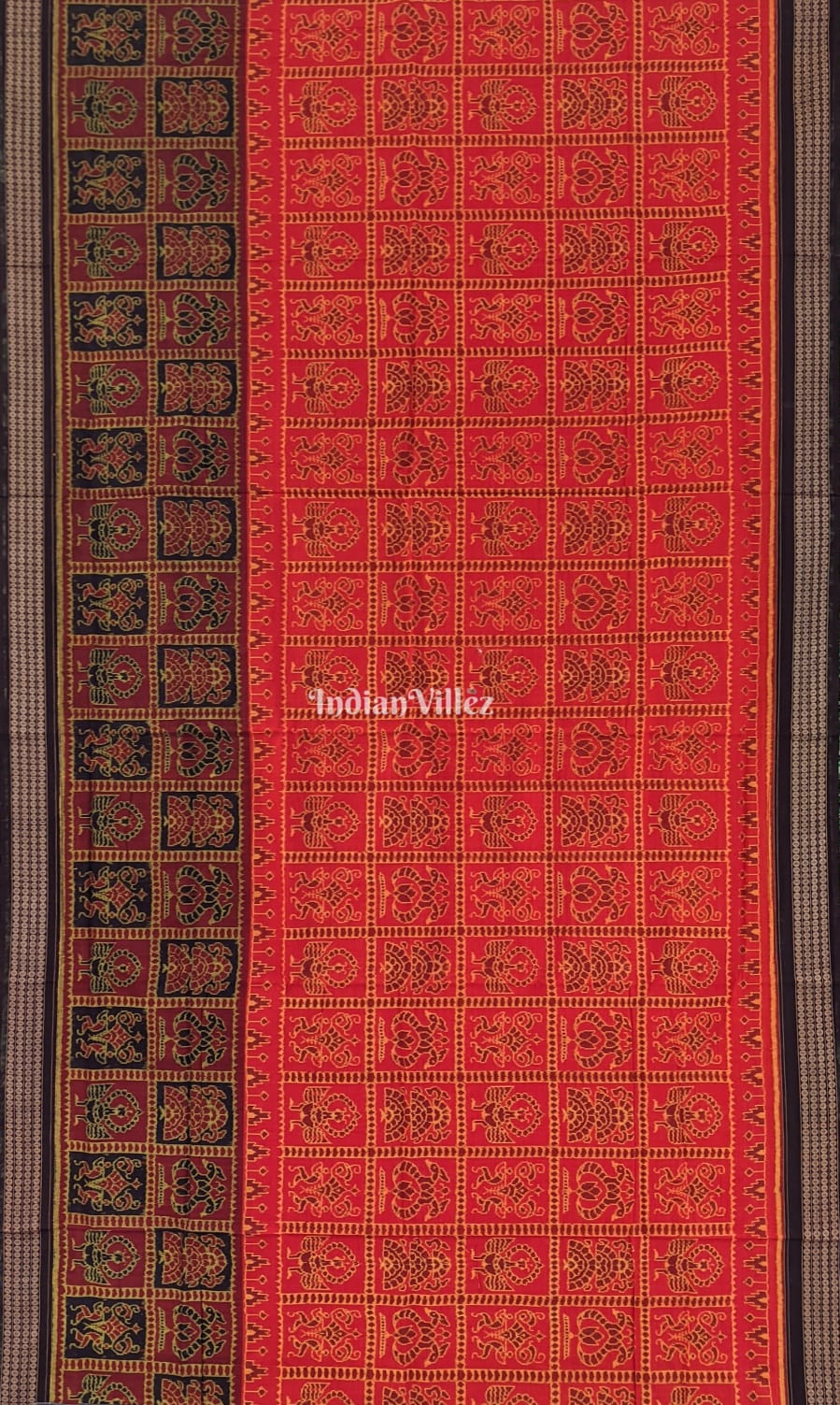 Red Kothi Design Odisha Ikat Sambalpuri Cotton Saree