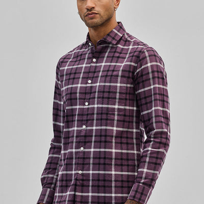 Purple Slim Fit Checks Shirt