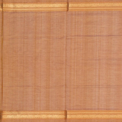 Honey Amber Handloom Silk Cotton With Kalamam Buttas and Checked border