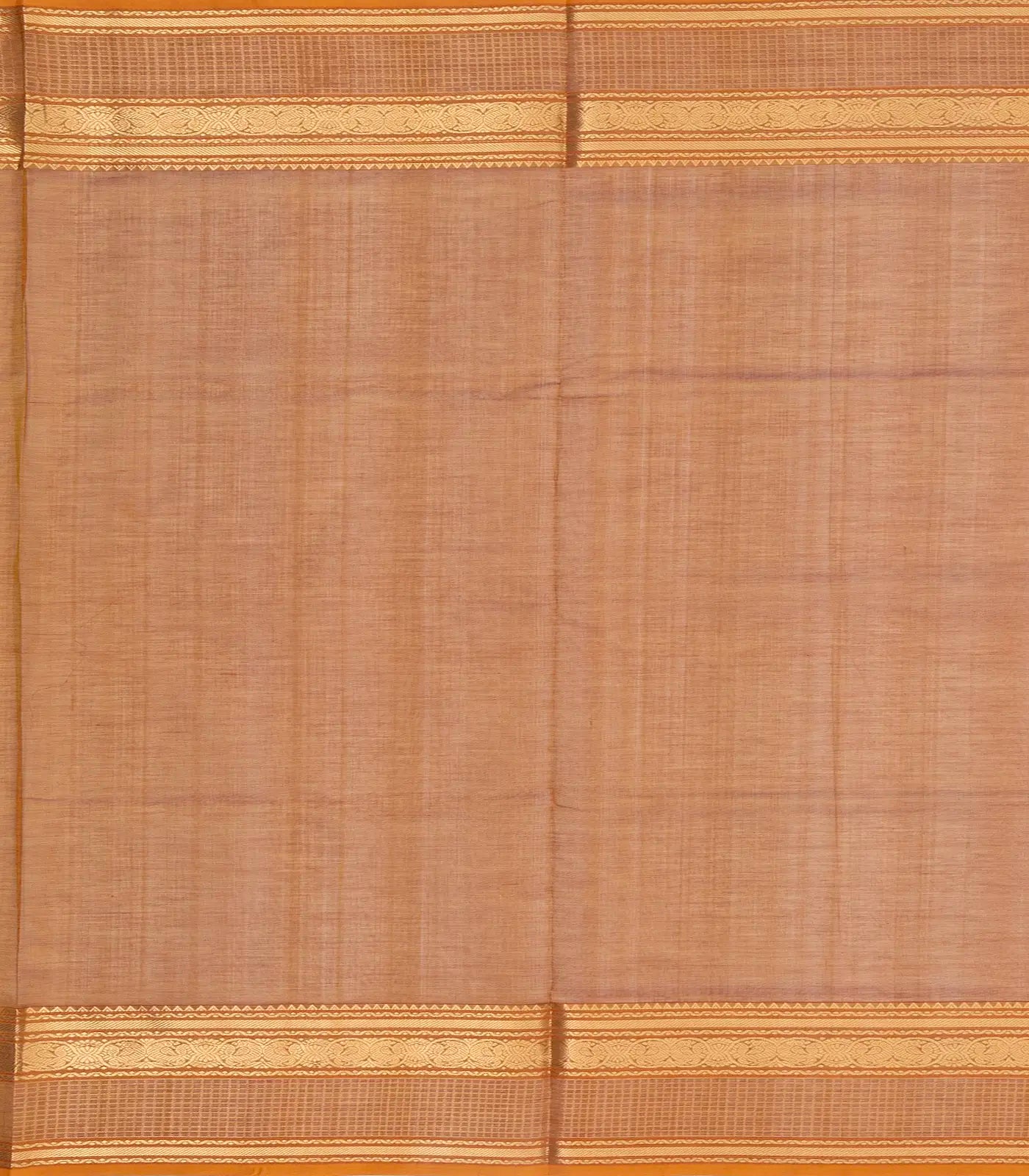 Honey Amber Handloom Silk Cotton With Kalamam Buttas and Checked border