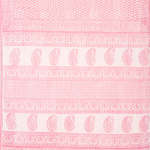 Baby Pink Woven Jaipur Cotton Saree Printed With White Floral Motifs