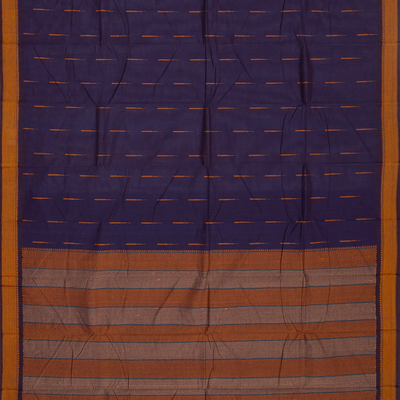 Purple Handloom Kanchi Cotton Saree With Raindrop Buttas