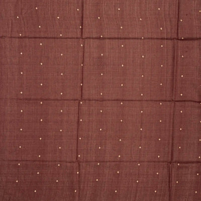 Brown Handwoven Tussar Silk Saree With Printed Chevron Motifs